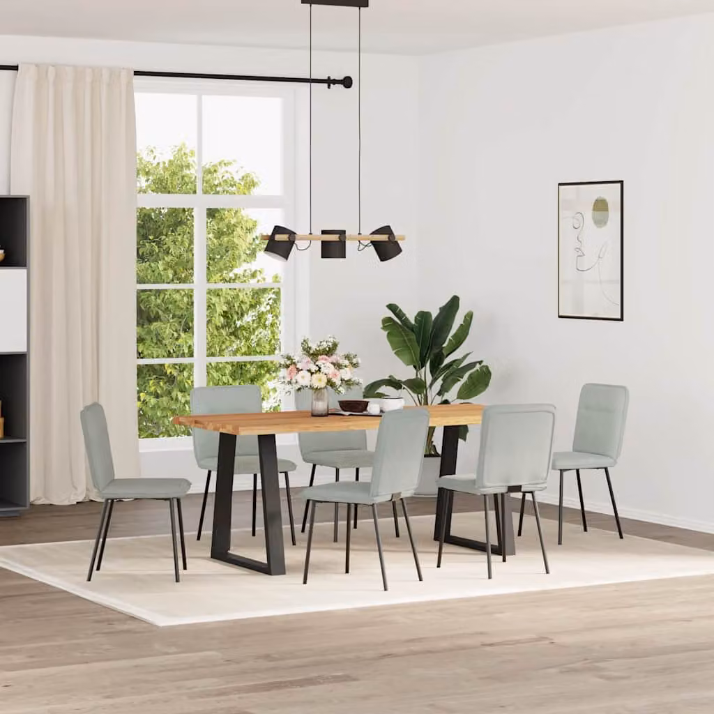 Set di 6 sedie da pranzo vidaXL in velluto grigio chiaro con struttura in metallo e legno
