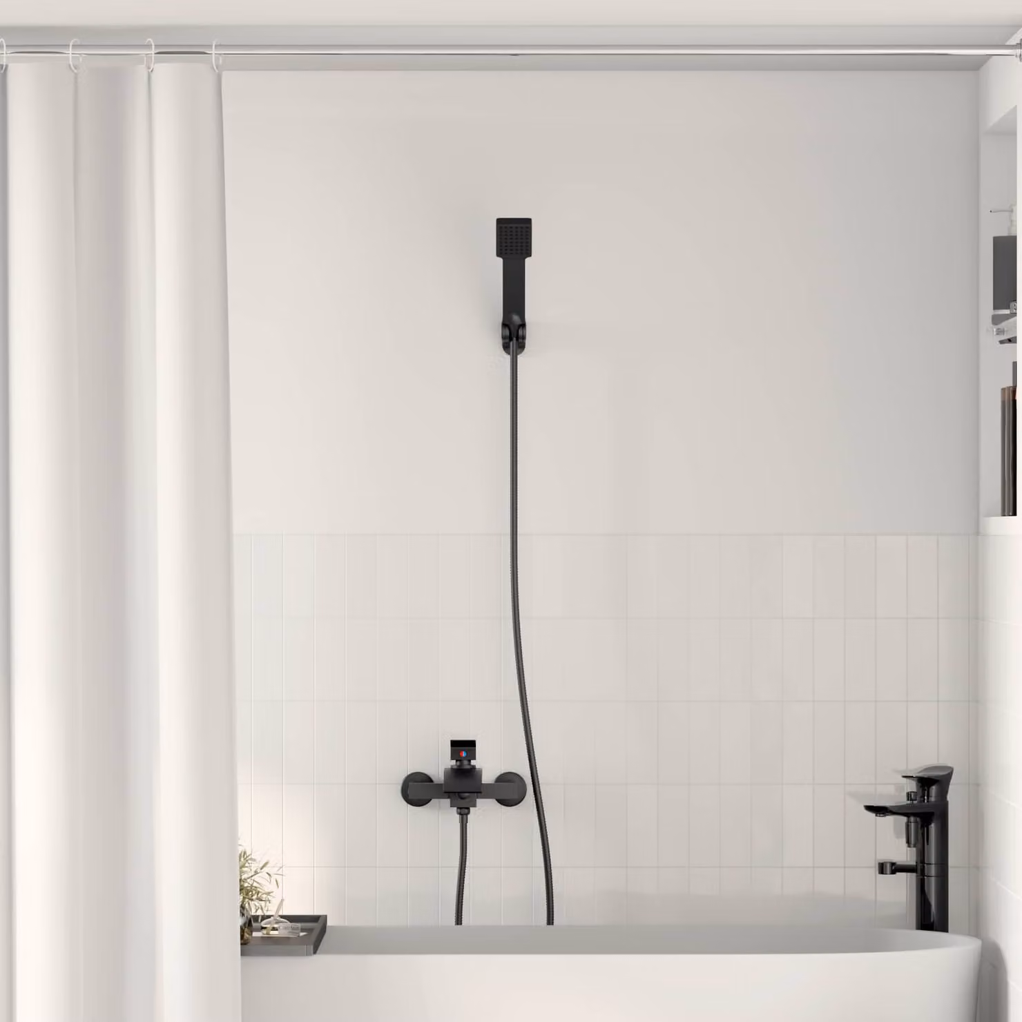 Set di doccia con soffione vidaXL Nero L/P/H: 18,0 x 18,0 x 10,5 cm