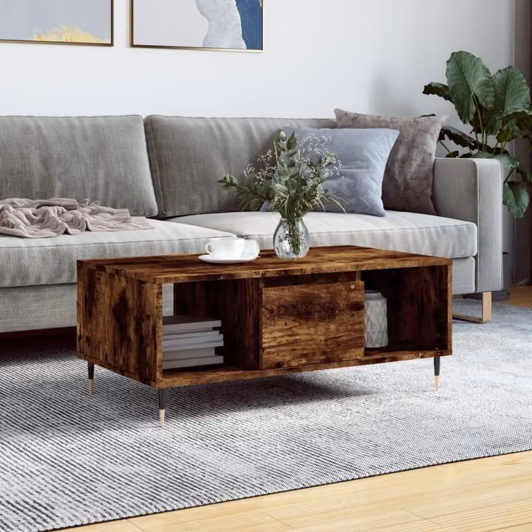 Maison Exclusive - Tavolino in rovere affumicato 90x50x36,5 cm Materiale ligneo