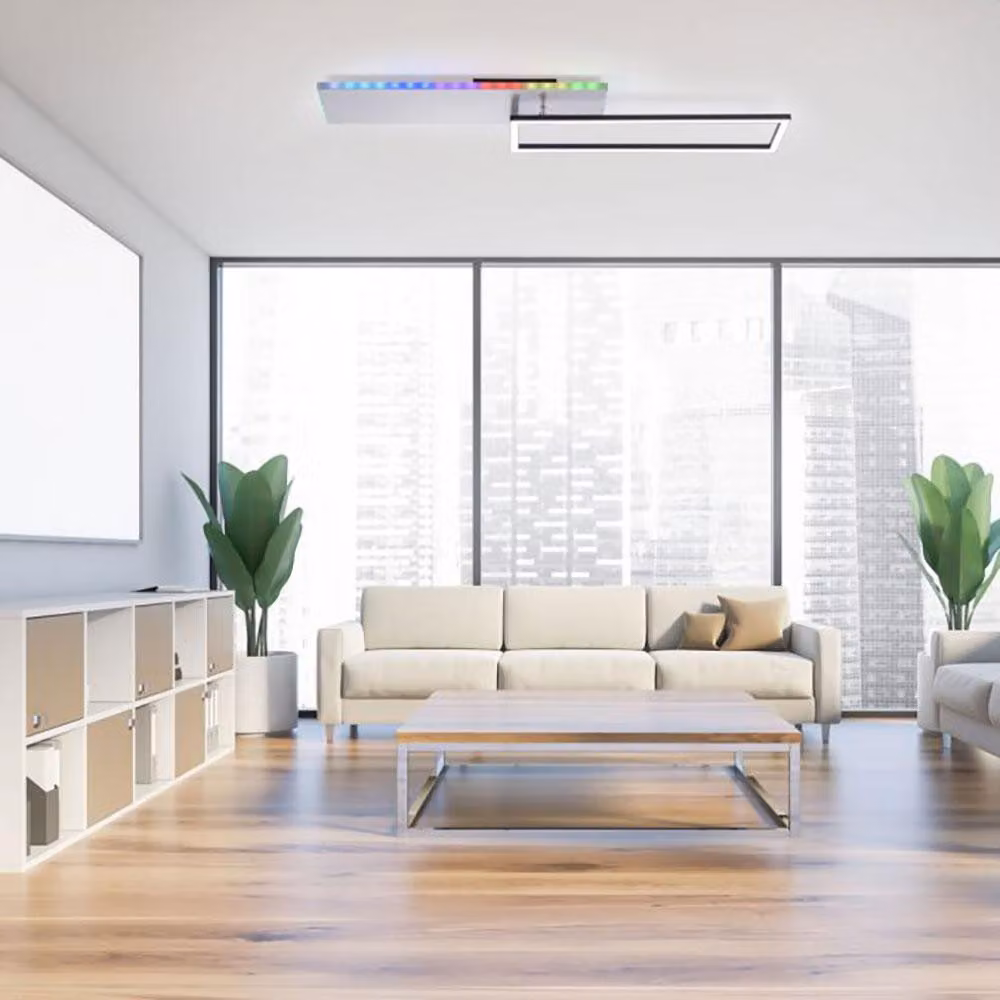 Plafoniera LED, acciaio, telecomando dimmerabile RGB LED, L 91 cm