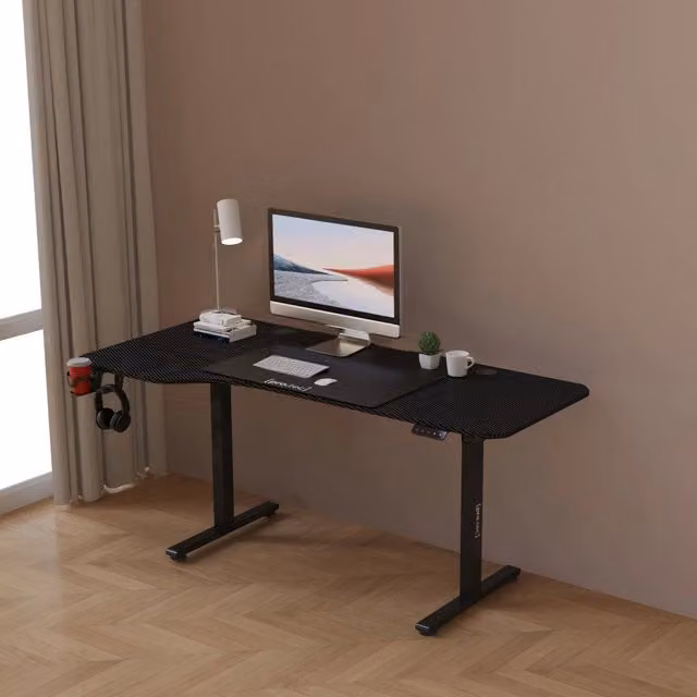 Scrivania Regolabile in Altezza pro.tec Stryn con Sollevamento Elettrico Nero L: 160 cm, P: 60 cm, H: 75 cm