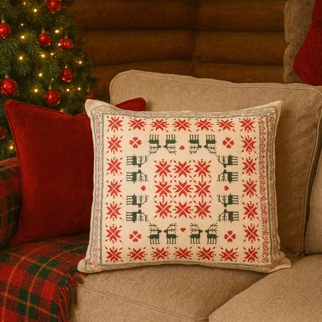 Cuscino decorativo quadrato Kasanova a tema natalizio con renne, L/P: 45 x 45 cm, multicolore