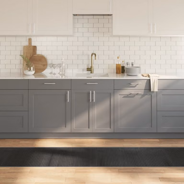Tappeto rettangolare moderno vidaXL in bambù e polipropilene grigio, L: 60 cm, P: 400 cm