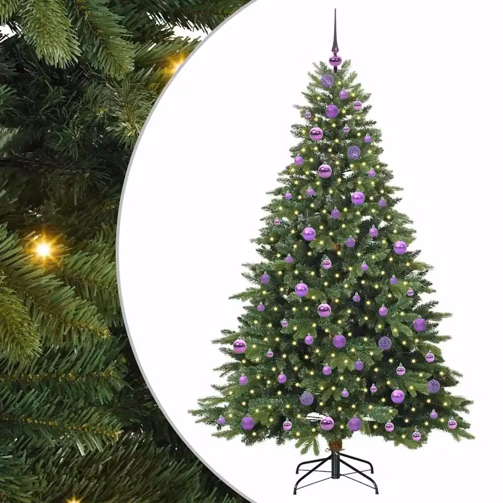 Albero di Natale artificiale verde vidaXL con 300 LED luce bianca calda in PE e PVC, Altezza: 180 cm – 2