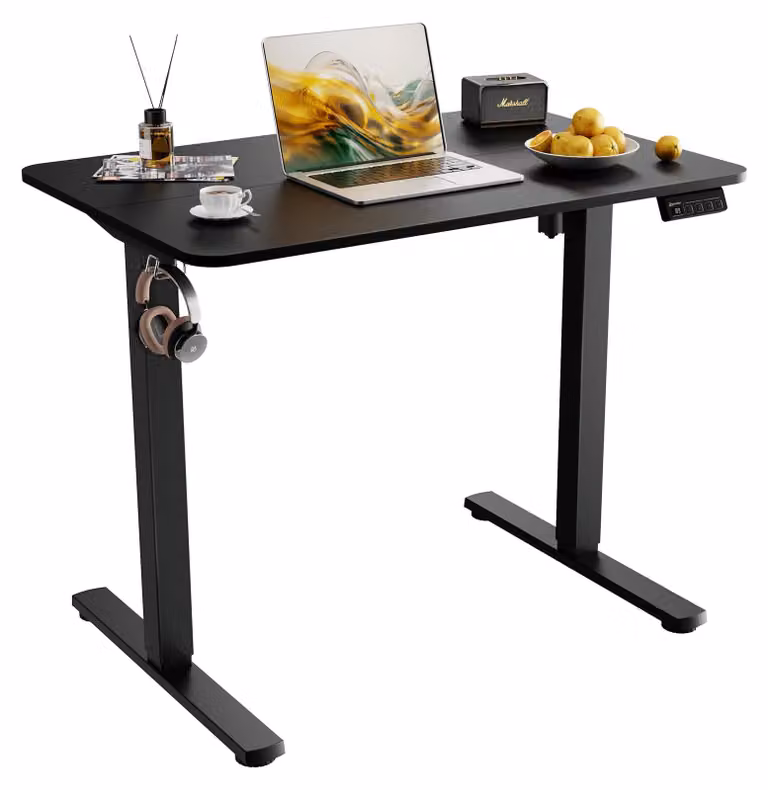 Scrivania regolabile elettricamente in altezza - Piano di lavoro 90x60 cm - Struttura in metallo nero