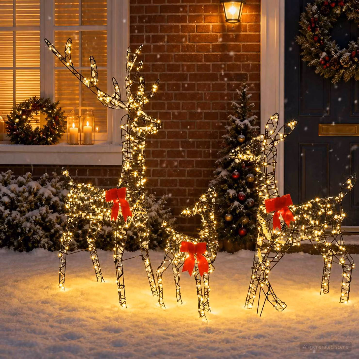 vidaXL Famiglia di renne natalizie LED 700 LED Bianco caldo