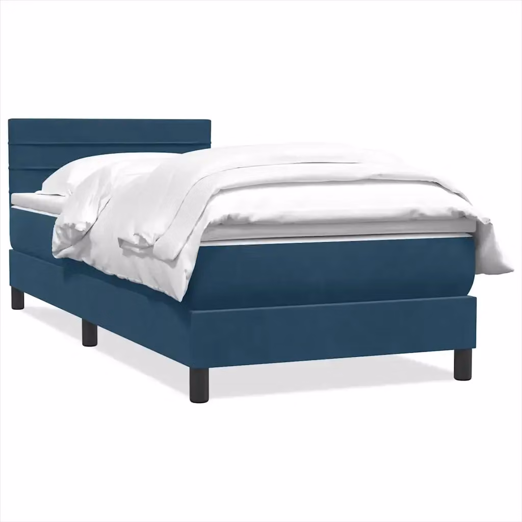 Letto a molle con materasso ibrido vidaXL in velluto blu scuro L 80 cm x P 223 cm x H 33 cm – 2