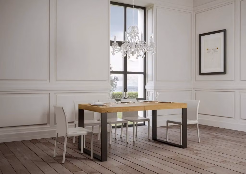 Tavolo da pranzo allungabile GIORDANOSHOP in legno di quercia marrone, L: 180-284 cm, P: 90 cm, H: 77 cm – 2