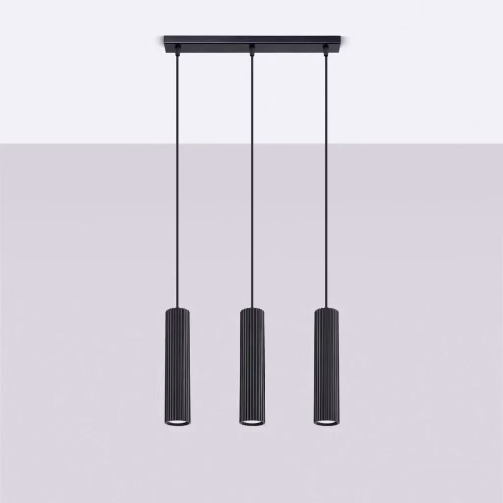 Lampada a sospensione KARBON 3L Sollux Lighting nero, design minimalista in metallo con 3 luci regolabili e lampadine GU10 sostituibili – 2