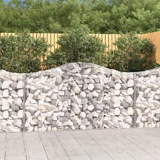 Set di 14 Cesti Gabbioni ad Arco Videx in Acciaio Zincato Argento L: 200 cm, P: 30 cm, H: 100/120 cm
