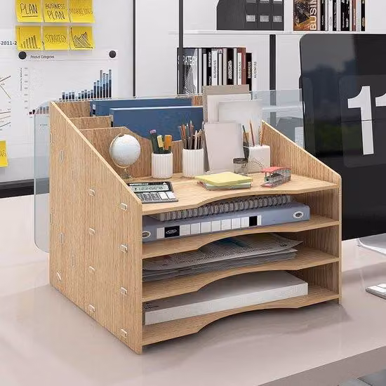 Organizer in legno per l'ufficio e la scuola, scomparto per documenti in formato A4, cartellina in legno, articoli per l'ufficio e la scuola