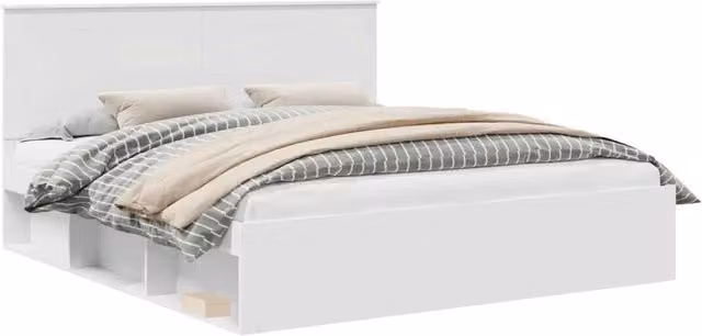 Letto matrimoniale | Letto per adulti | Struttura del letto Bianco 200 x 200 cm Pino massello