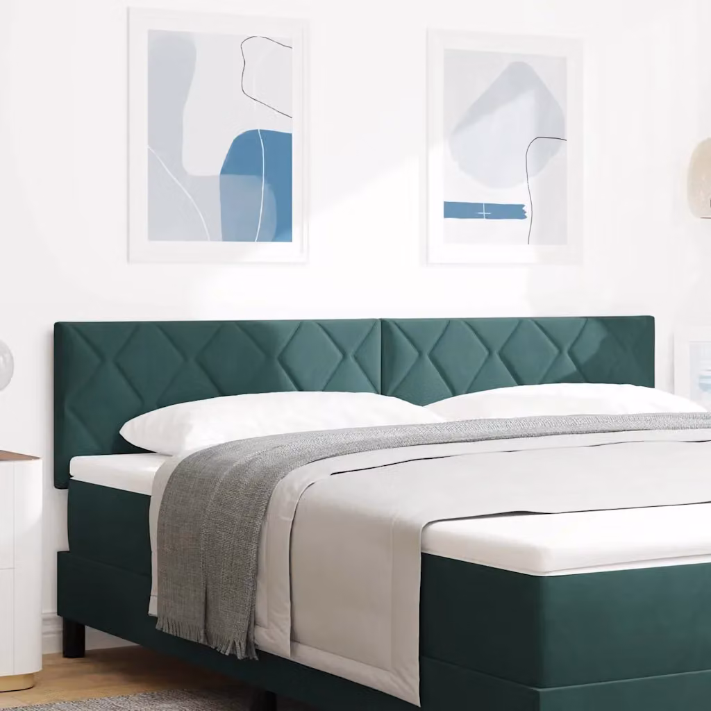 Testiera per letto vidaXL in velluto verde scuro con struttura in legno e pannello imbottito, Larghezza: 180 cm