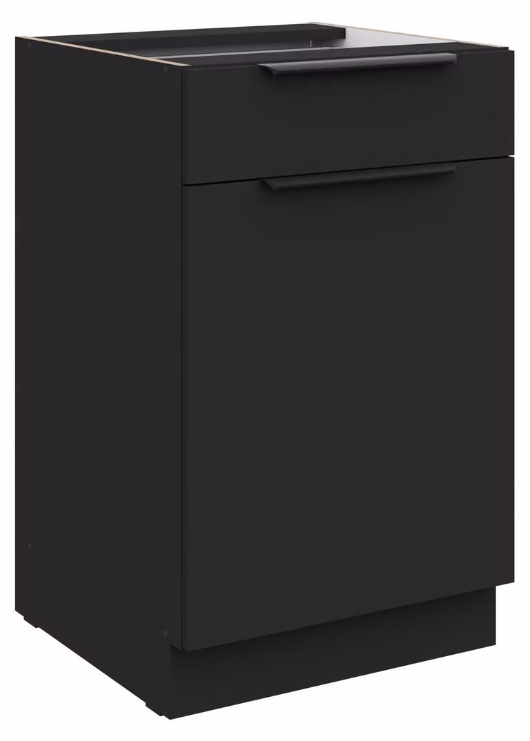 Mobile base da cucina 50 cm SIENA Nero, cassetto a estrazione totale con chiusura ammortizzata, cucina, angolo cottura