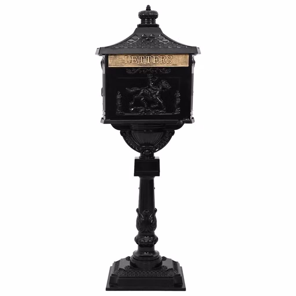 Cassetta Postale Verticale da Esterno vidaXL in Alluminio Nero L: 42,5 cm, P: 29,5 cm, H: 117 cm – 2