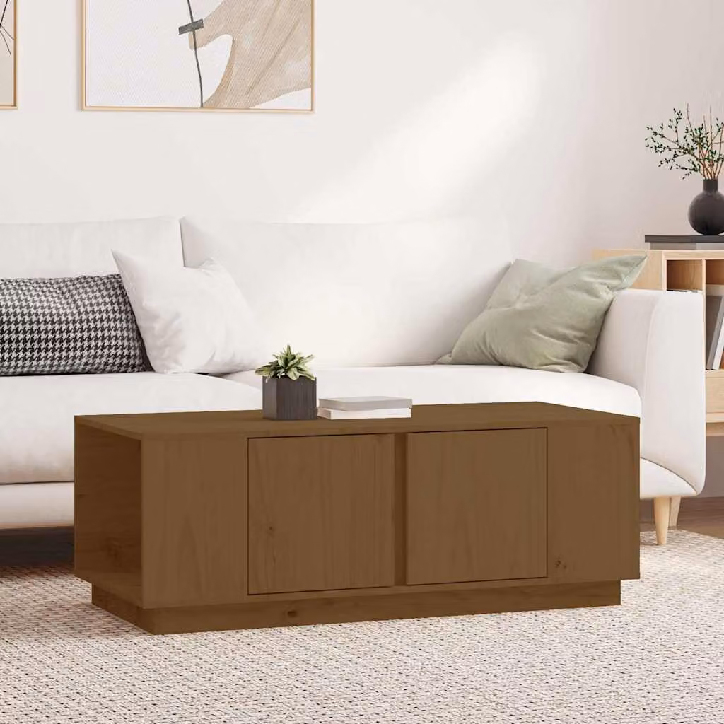 vidaXL Tavolino da Salotto in Legno di Pino Massello, Colore Marrone, L/P/H: 110 x 50 x 40 cm