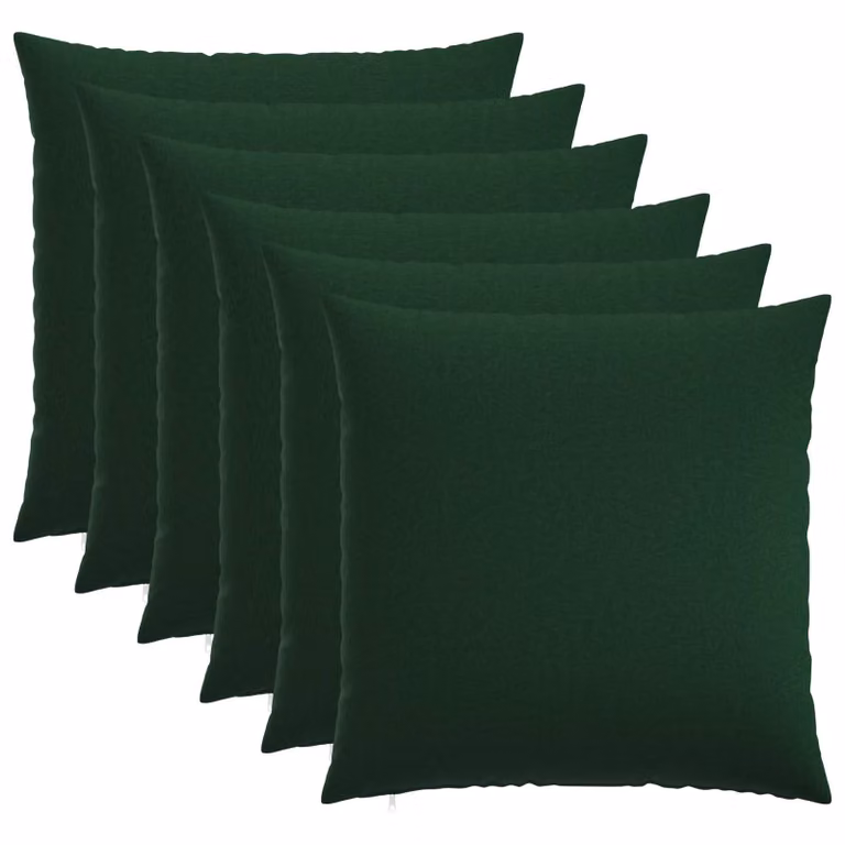 Set di 6 federe vidaXL HEERLEN verdi scuro, tessuto in poliestere, 70 x 70 cm