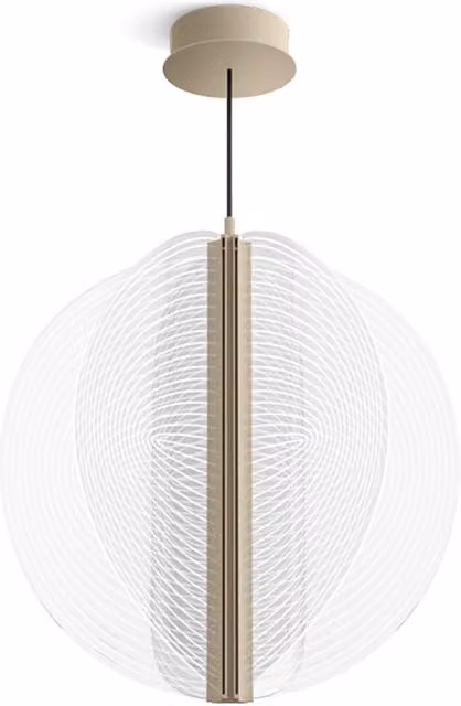 Lampada a sospensione Stilnovo Papylia con LED dimmabile in vetro trasparente e bianco e metallo beige