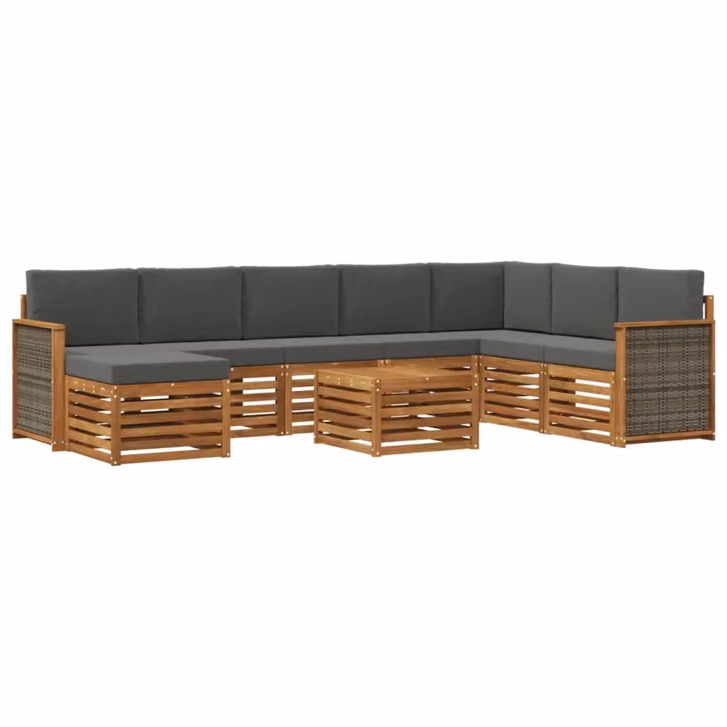 Set di divani da esterno vidaXL in legno di acacia con cuscini, colore antracite e beige – 2