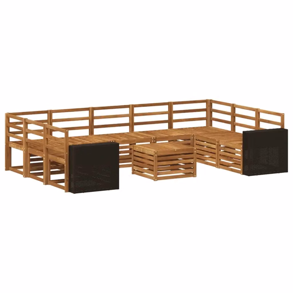 Set di divani da esterno vidaXL in legno di acacia marrone con cuscini e tavolino da caffè L-shape per giardino e terrazza – 2