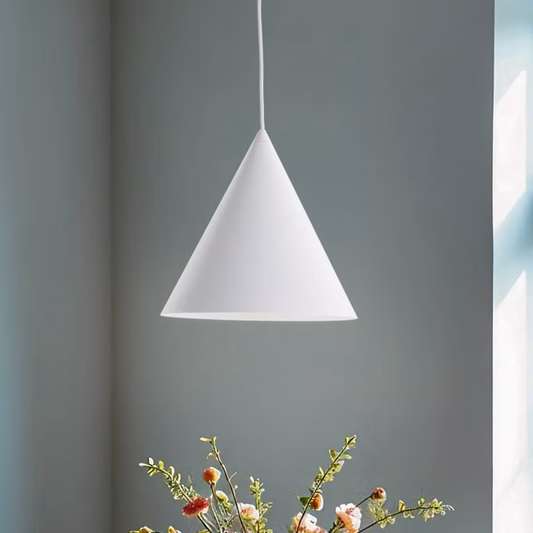 Lampada a sospensione Cono TK Lighting, dimmerabile, Bianco / Opale, Soggiorno / Sala da pranzo, Metallo, Moderno, Lampada a sospensione