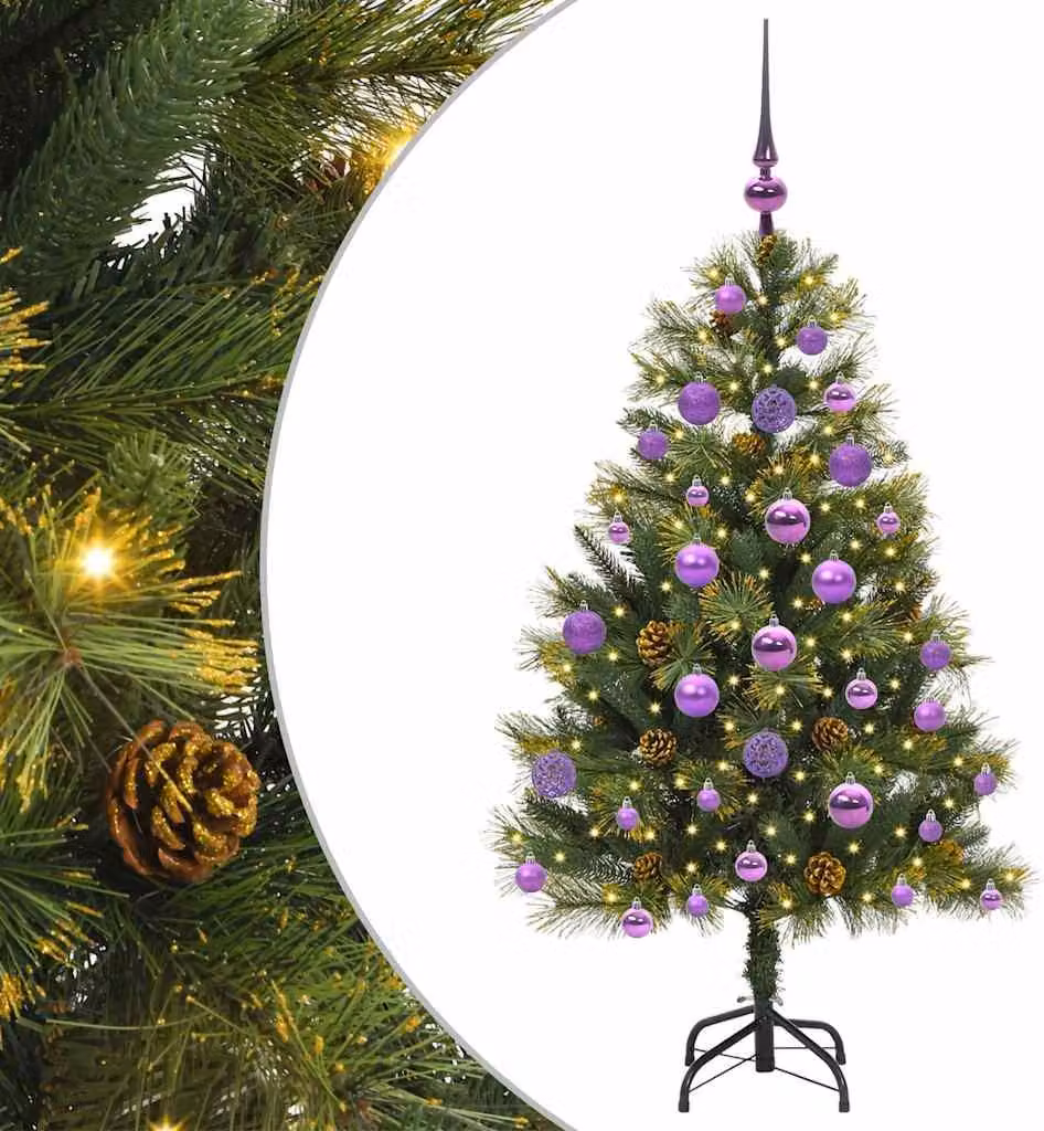 Albero di Natale artificiale pieghevole con coni Verde 120 cm
