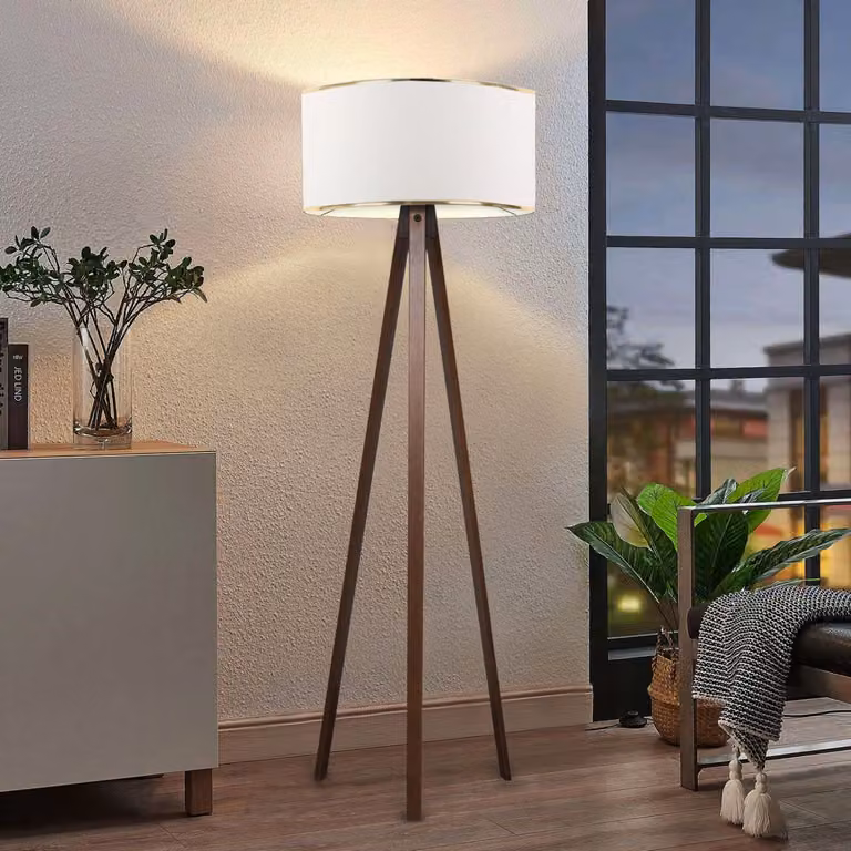 Opviq, lampada da terra di alta qualità realizzata al 100% in legno, design scandinavo, altezza: 140 cm, paralume in tessuto (21 x 38 cm), attacco E27, max 40 W, un'illuminazione elegante per la tua casa.