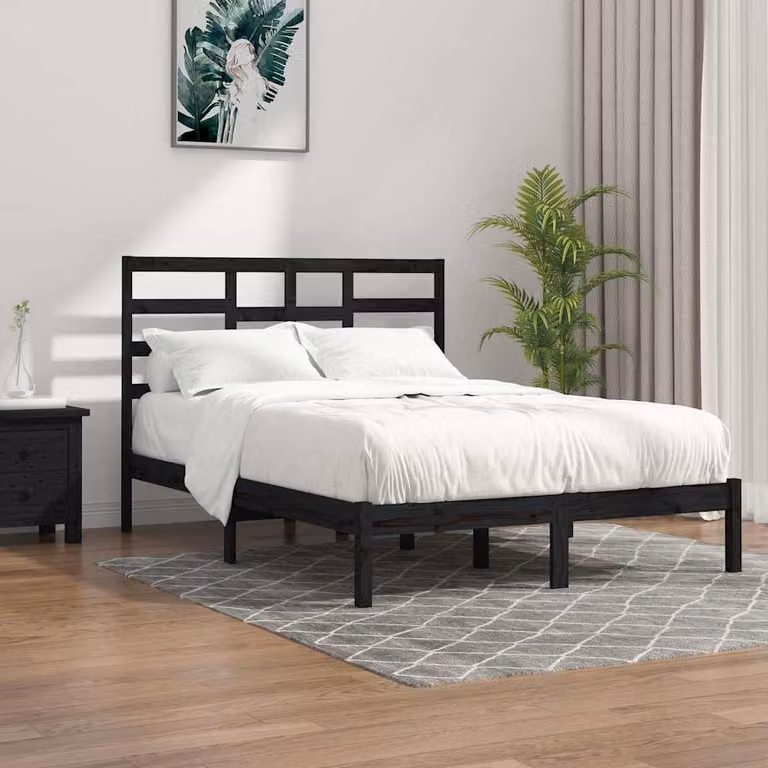 vidaXL Giroletto in Legno Massello di Pino Nero L/P/H: 140 x 190 cm