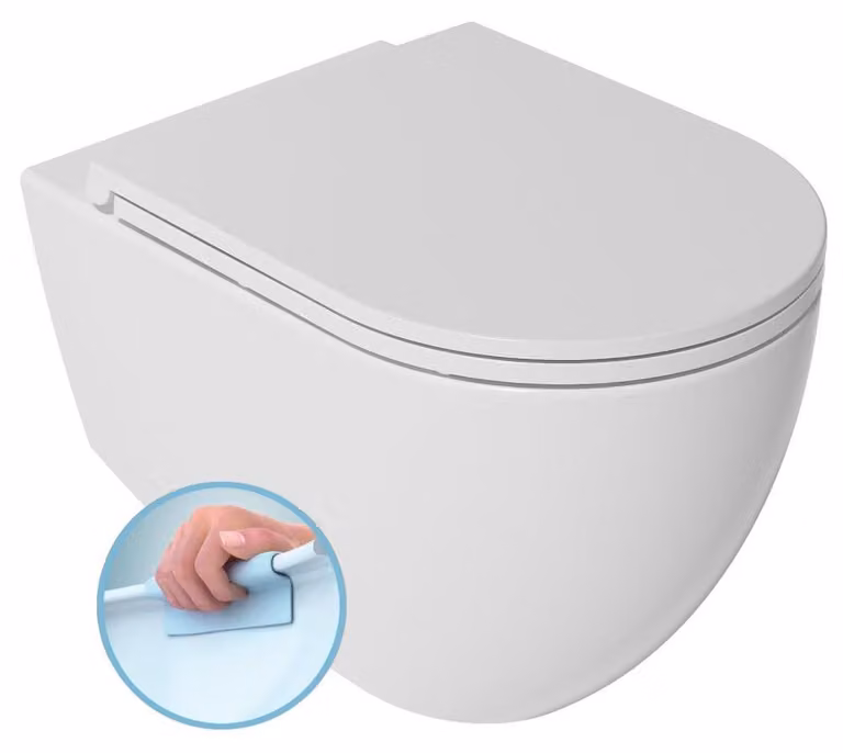 WC sospeso modello INFINITY, senza brida, dimensioni 36,5x53 cm, colore bianco