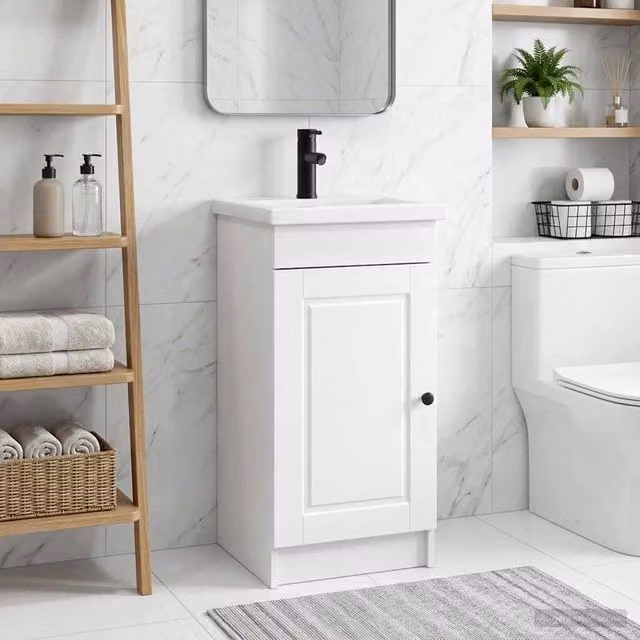 Mobile da bagno moderno vidaXL con lavabo bianco e nero, L: 42 cm, P: 40 cm, H: 84,5 cm