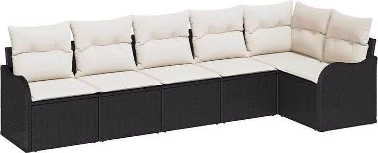 Set Divano da Giardino Nero polyrattan