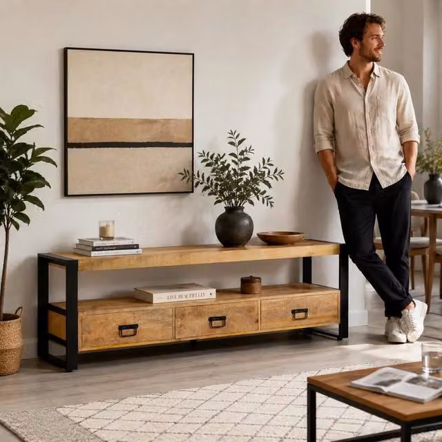 TV Cabinet 150 X 30 X 45 Cm Solid Mango Wood