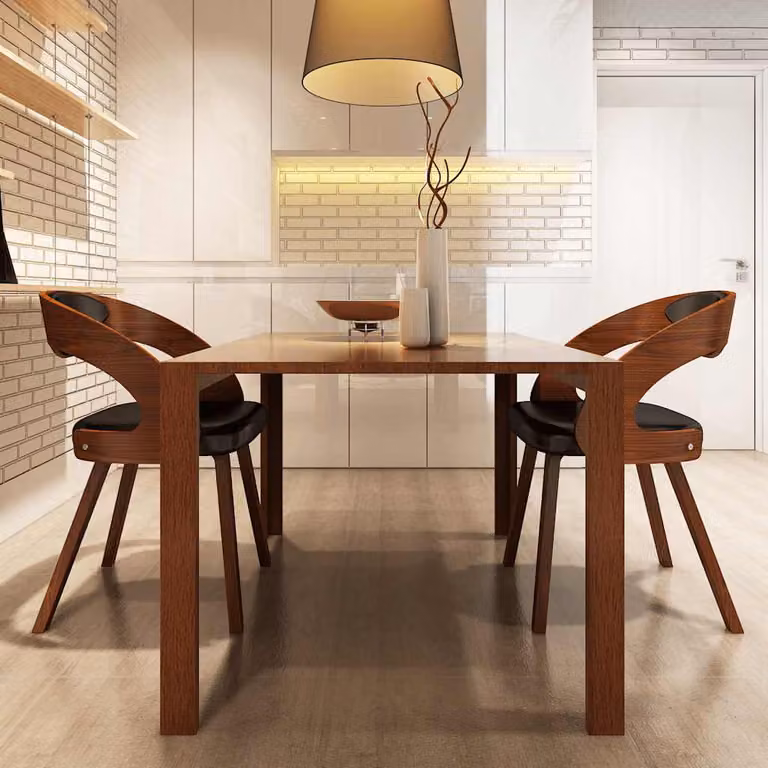 Set di 2 sedie da pranzo moderne vidaXL in similpelle marrone con struttura in legno
