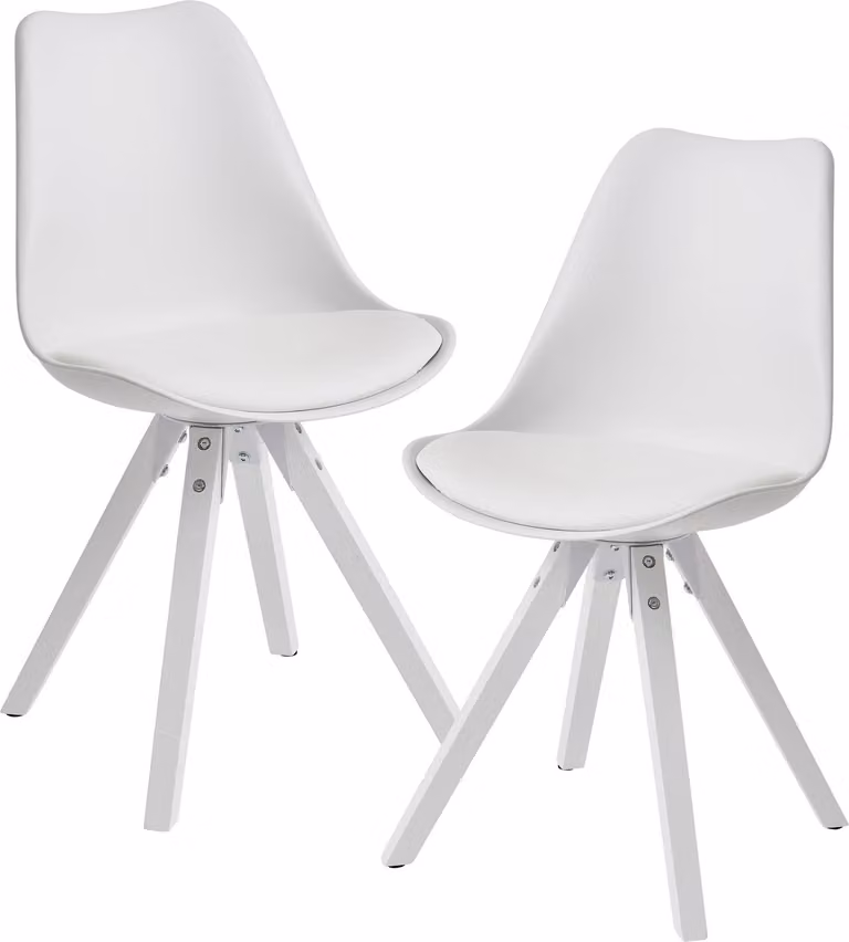 Set di 2 sedie da pranzo retrò, bianco Scandinavo | Wohnling