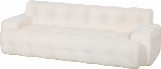 Divano 3 posti HOMCOM in ciniglia con seduta profonda, colore crema/beige, L: 211 cm
