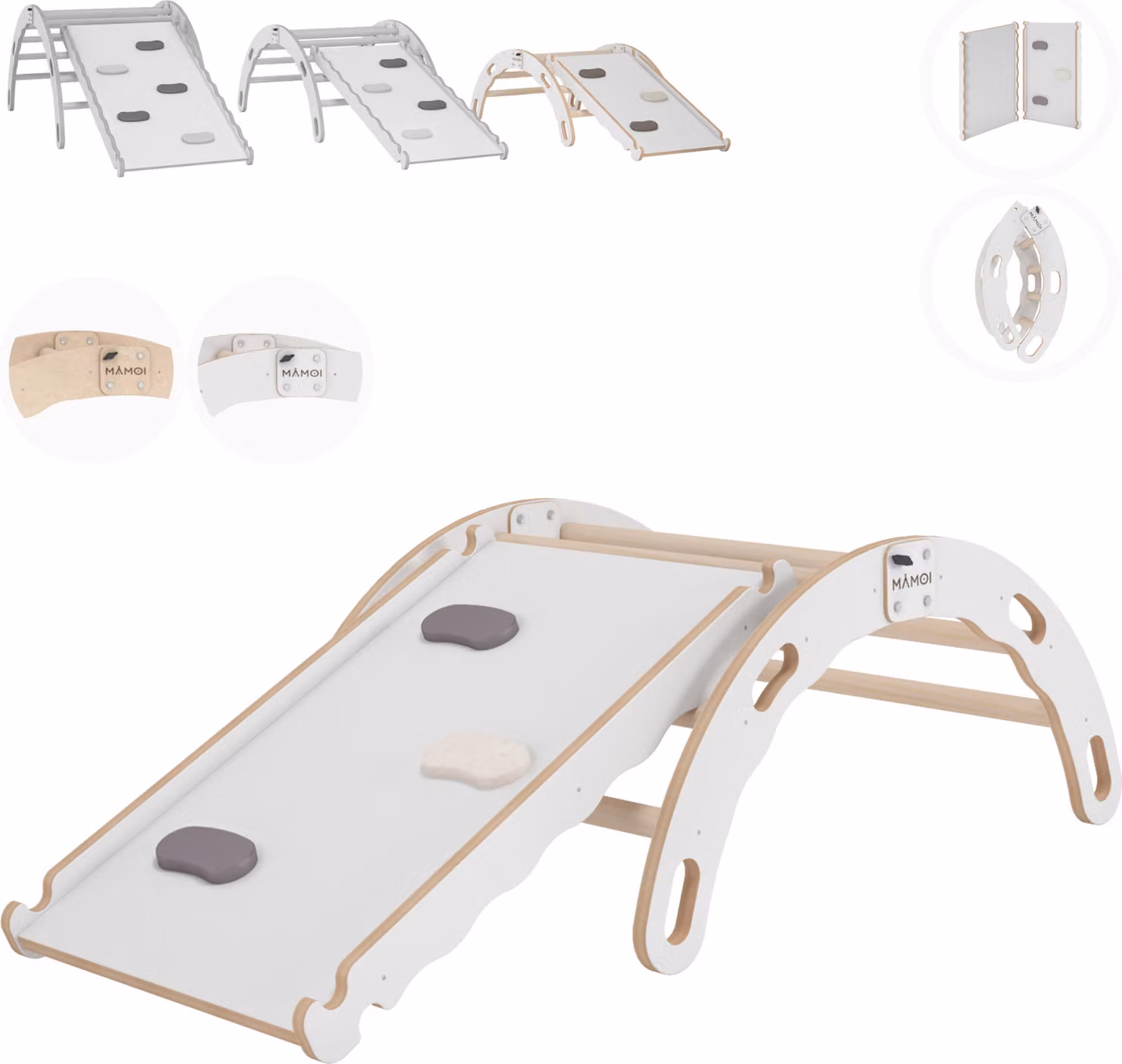 Arco da arrampicata con scivolo, triangolo da arrampicata, struttura per arrampicata per bambini, altalena a forma di arcobaleno in legno, arco in legno per bambini, scivolo da parco giochi, struttura per arrampicata