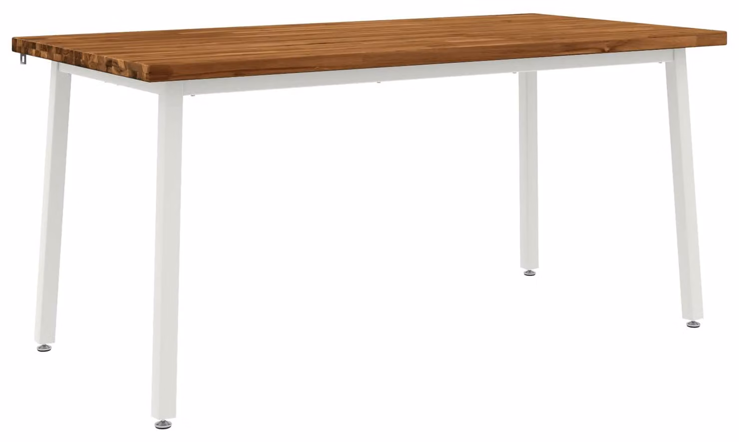 Tavolo quadrato da pranzo, dimensioni 160 x 70 x 75 cm, in legno massello di acacia, finitura naturale