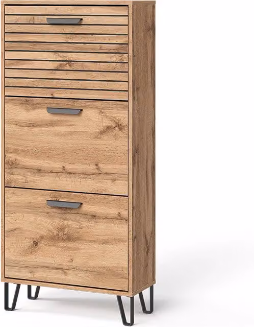 Scarpiera Amber Vicco in Rovere Marrone con scomparti basculanti H: 62 cm, L: 130 cm, P: 25,1 cm – 1