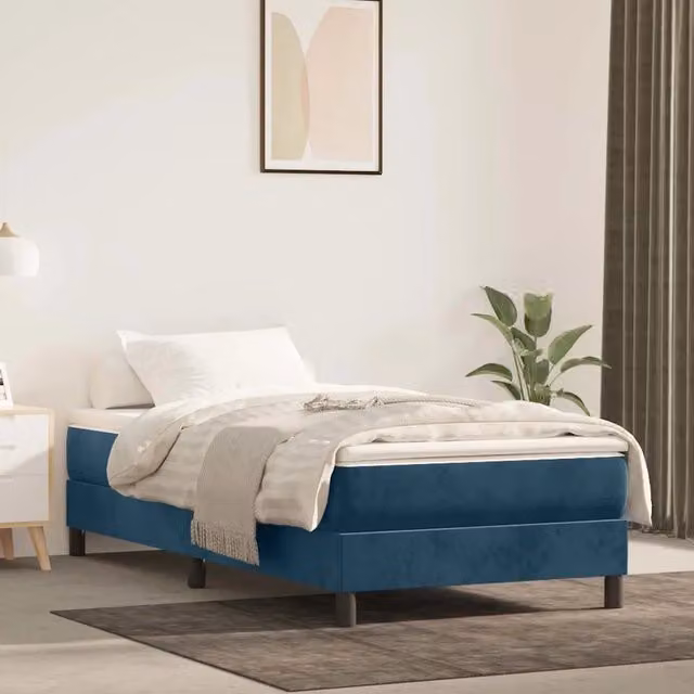 Letto Ibrido con Giroletto in Velluto Blu e Bianco vidaXL L: 200 cm, P: 90 cm, H: 25 cm