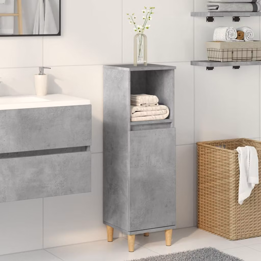 Armadietto da bagno sospeso vidaXL in MDF grigio con ripiani e ante a battente L/P/H: 30 x 30 x 100 cm