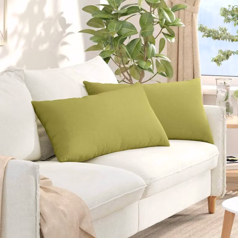 Set di 2 cuscini da divano vidaXL in tessuto verde chiaro, forma rettangolare, L 80 cm x P 40 cm x H 40 cm