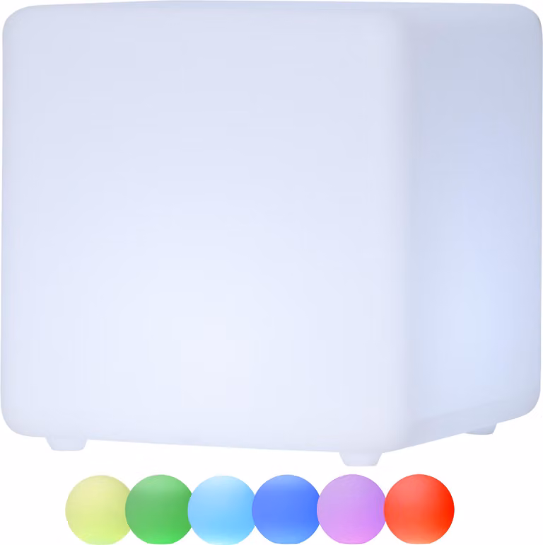 Grande cubo luminoso "Twilights", con tecnologia LED, telecomando, colori RGB e bianco caldo, 40 cm