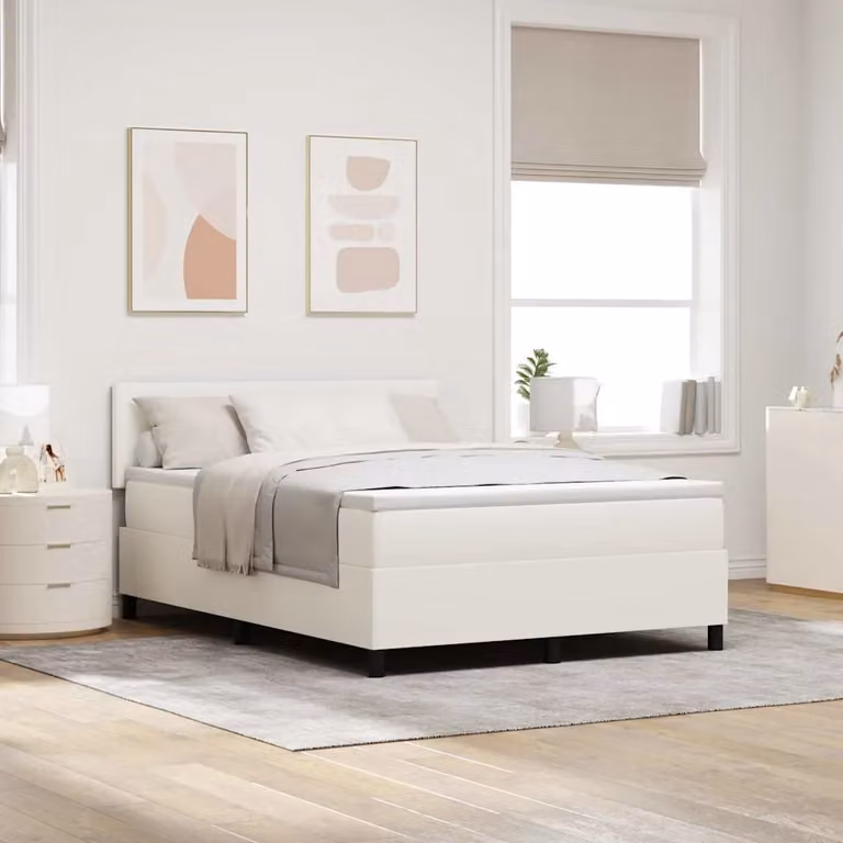 Letto Ibrido con Illuminazione LED Sotto il Letto vidaXL, Colore Beige e Bianco, L/P/H: 160 x 200 x 203 cm