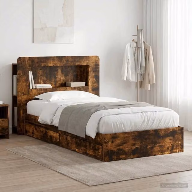 Telaio del letto con storage Rovere Fumo 90 x 190 cm 3433627