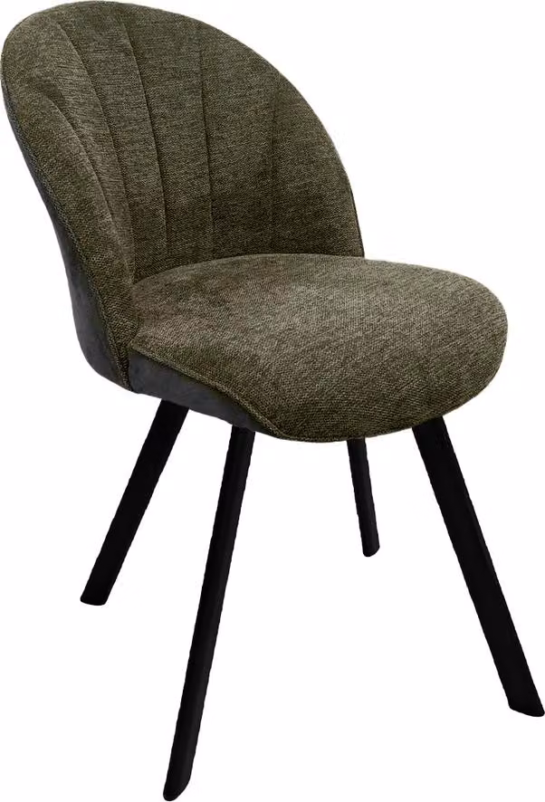 Brezo 1S, sedia, struttura nera opaca, rigida, ovale, rivestimento verde