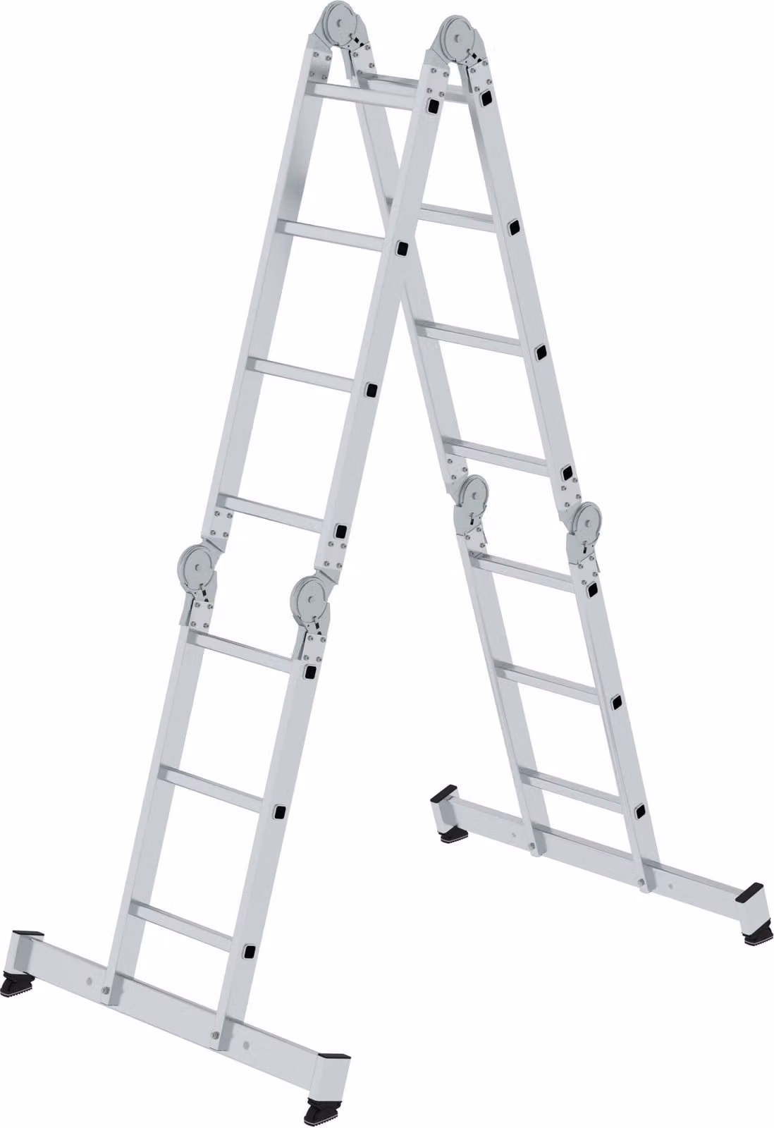 Scala multiuso a 4 sezioni con traversa nivello® 2x3 + 2x4 pioli