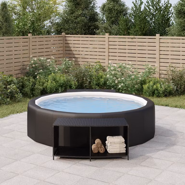 Set di 2 Scaffali Portaoggetti vidaXL in Polyrattan e Metallo Nero per Giardino