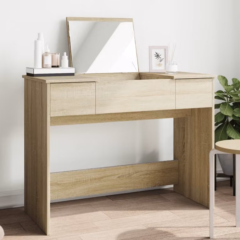 vidaXL Toeletta con Specchio Rovere Sonoma Marrone L: 100 cm, P: 45 cm, H: 76 cm