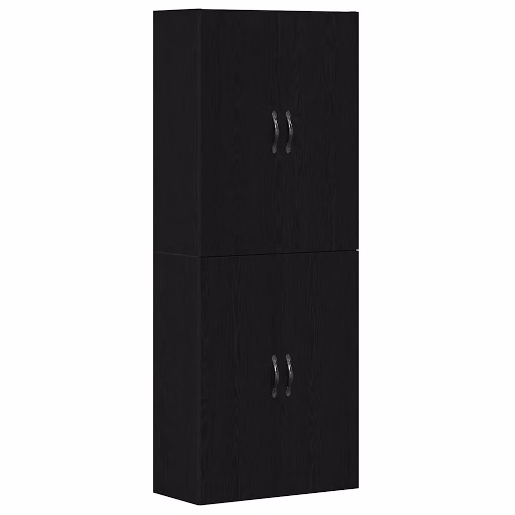 Set di 2 mobiletti a muro moderni vidaXL in MDF nero opaco L: 69,5 cm, P: 34 cm, H: 90 cm – 2