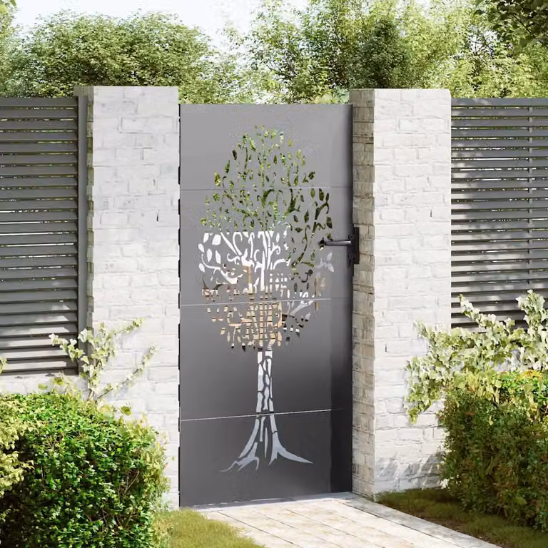 Cancello da giardino vidaXL in acciaio nero, L: 85 cm, H: 200 cm